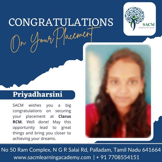 Priyadharsini — placed at Clarus RCM